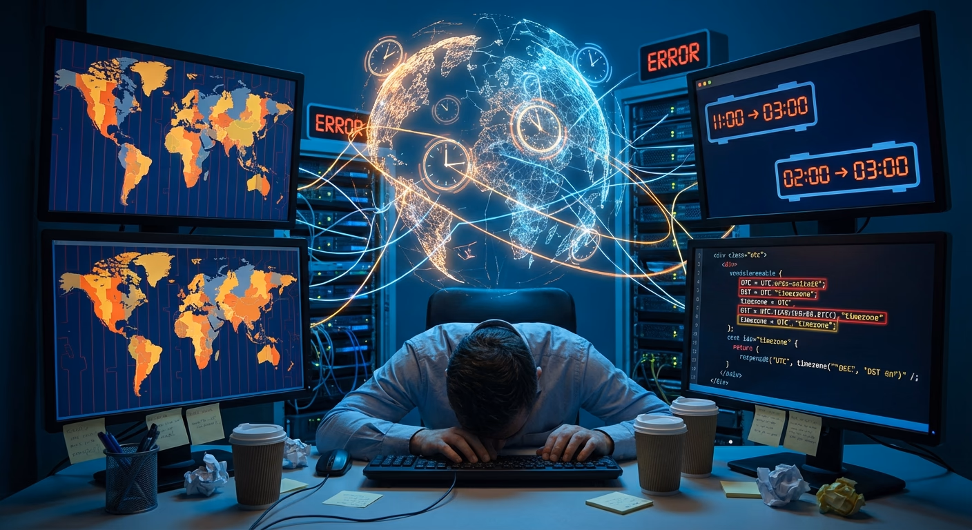 세계 지도와 다양한 시계들