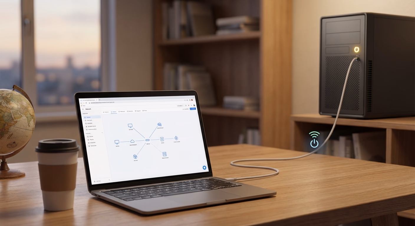서버가 네트워크 신호를 받아 깨어나는 과정을 시각화한 이미지